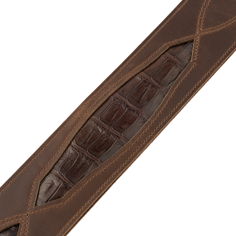 Levy's Brown/Whiskey Crocodile Leather Guitar Strap