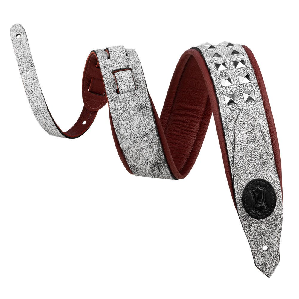 Levy's Cracked White Leather Silver Studded Strap
