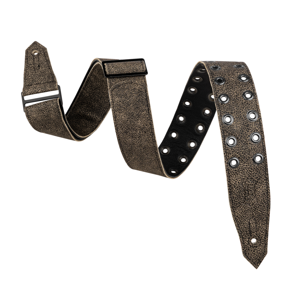Levy's Distressed Black Leather Eyelet Strap