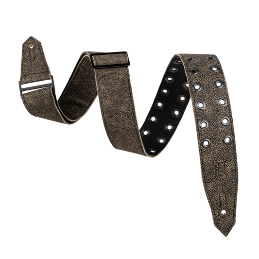 Levy's Distressed Black Leather Eyelet Strap