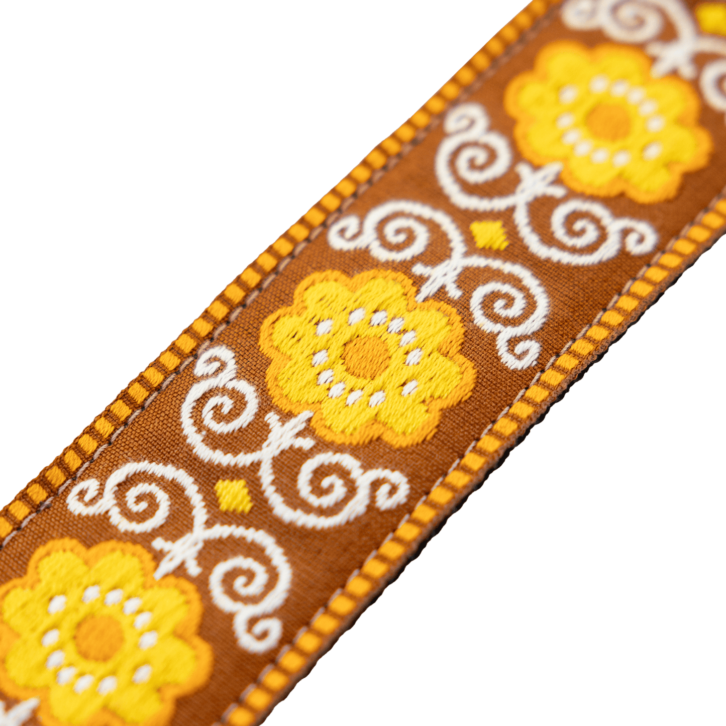 2" Yellow Flower Power Hootenanny Jacquard Weave Guitar Strap