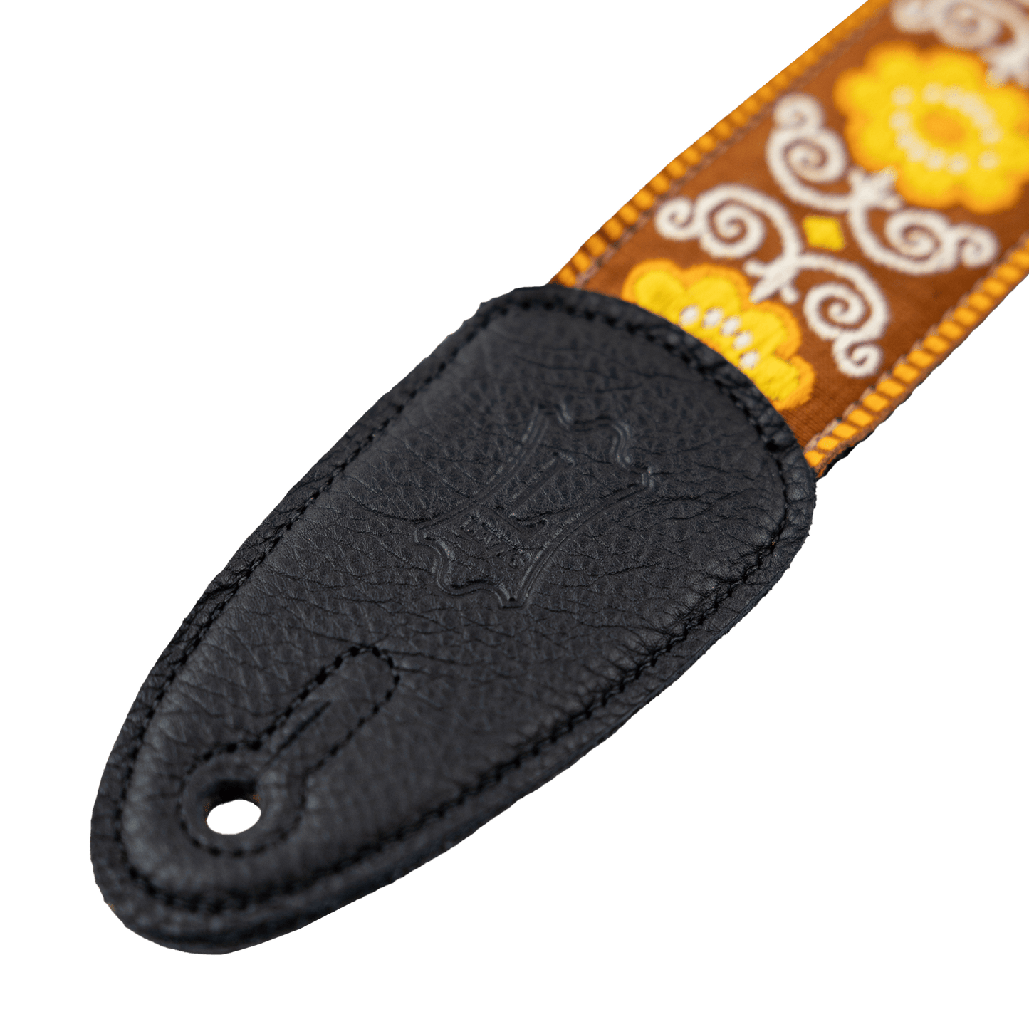 2" Yellow Flower Power Hootenanny Jacquard Weave Guitar Strap