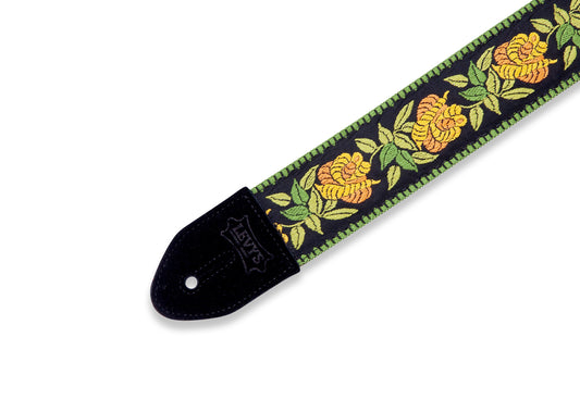 2" Woven Guitar Strap With Cotton Backing And Suede Leather Ends