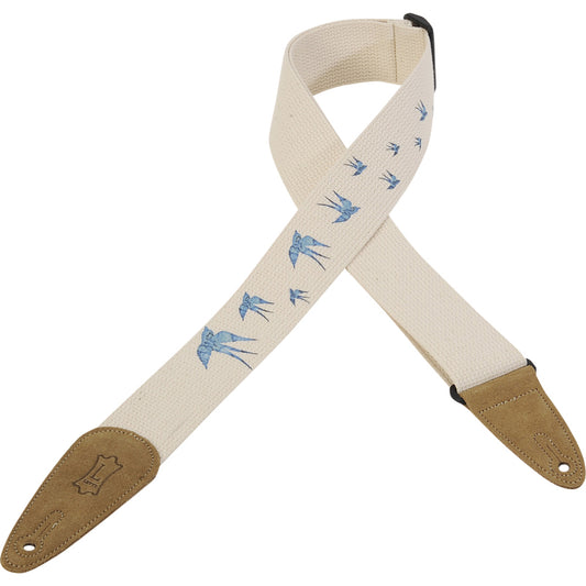 2" Cotton Guitar Strap With Decorative Print And Suede Ends