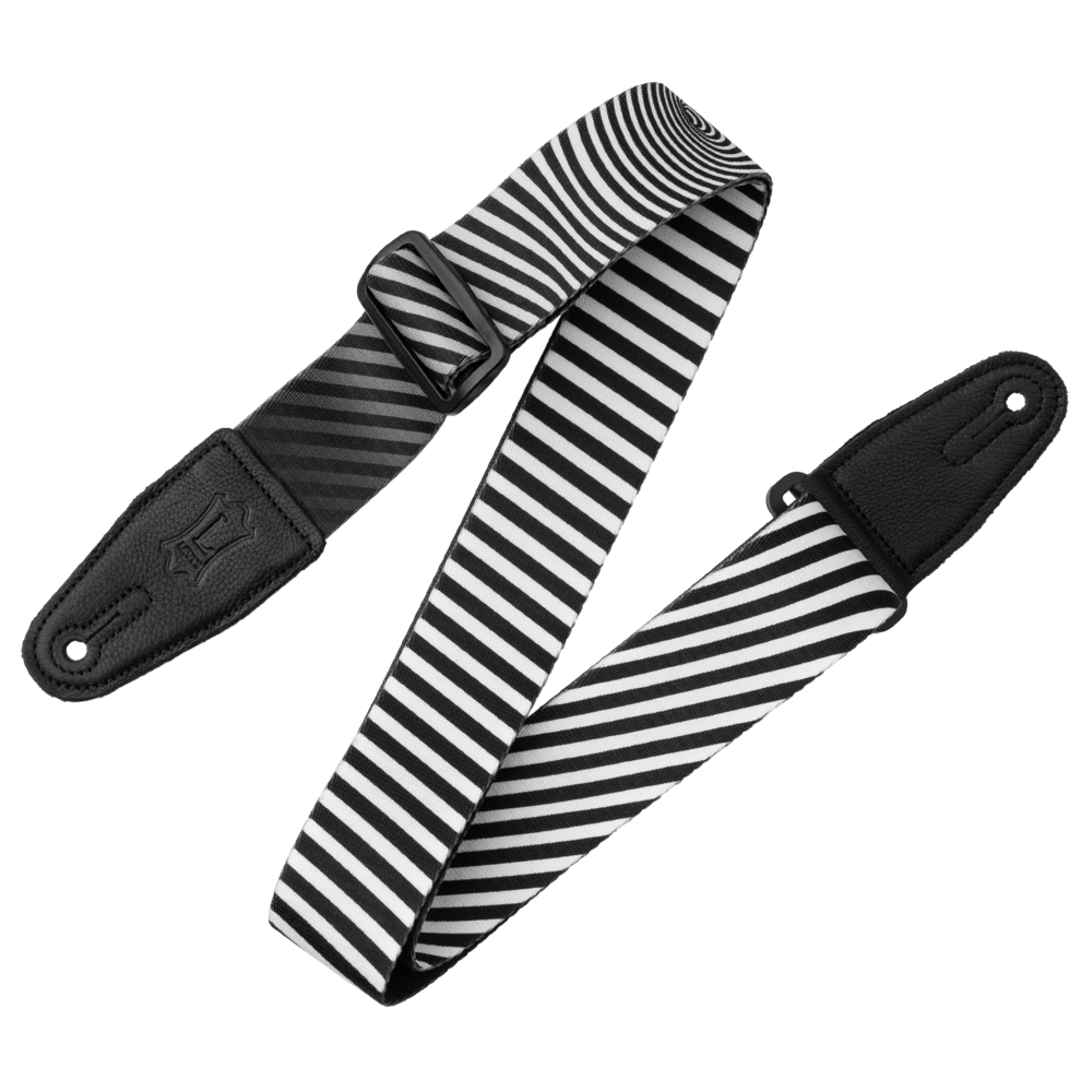 2" Levy's Black and White Worm Hole Optical Illusion Print Strap with Black Leather Ends