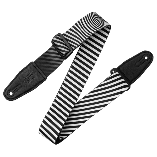 2" Levy's Black and White Worm Hole Optical Illusion Print Strap with Black Leather Ends