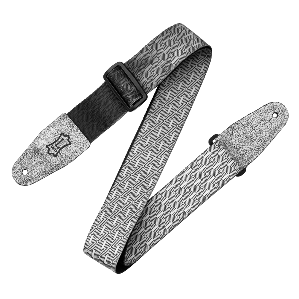 2" Levy's Black and White Robot Optical Illusion Print Strap with White Leather Ends