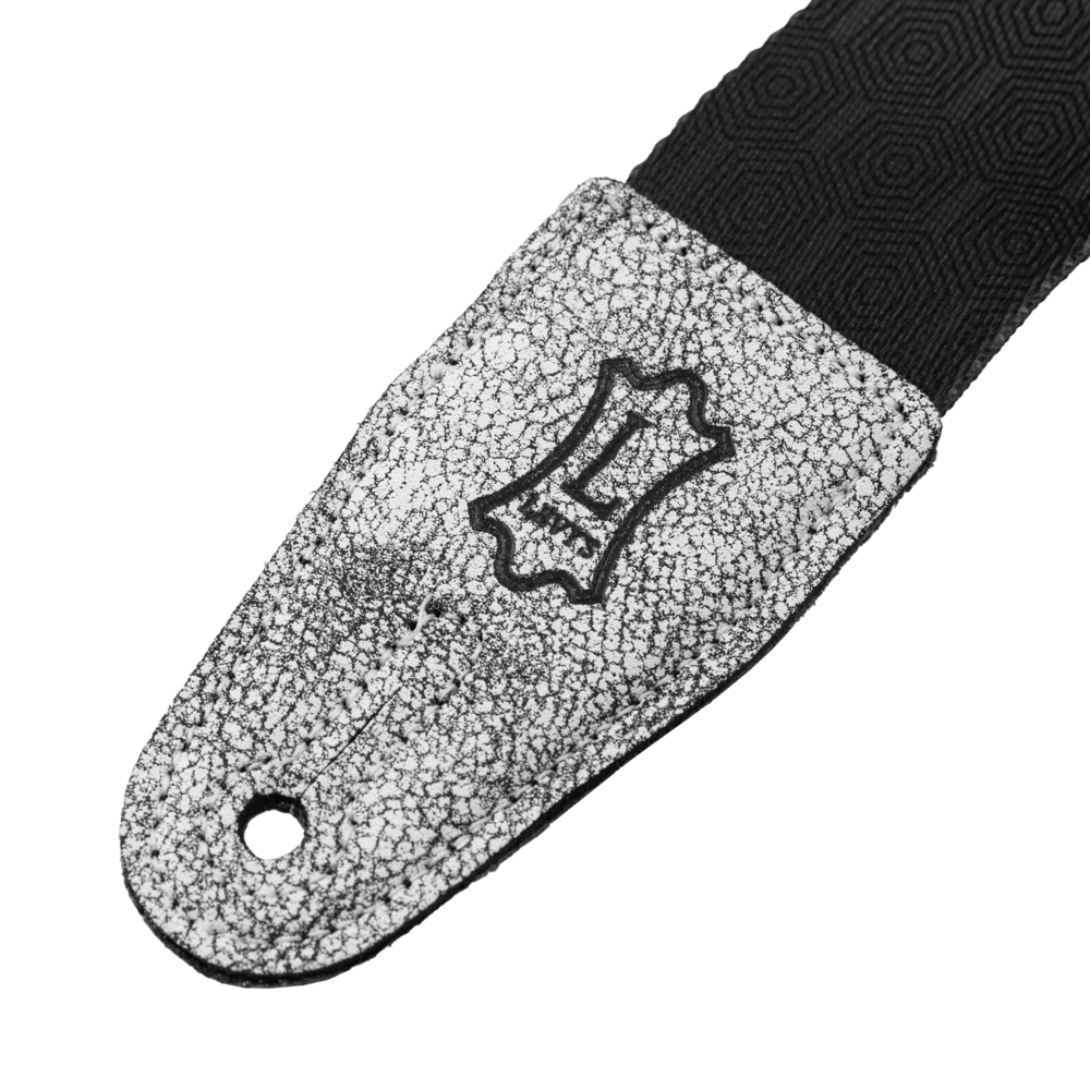 2" Levy's Black and White Robot Optical Illusion Print Strap with White Leather Ends