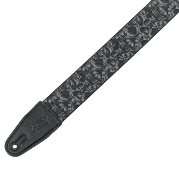 Polyester Guitar Strap - Black & Grey Skulls