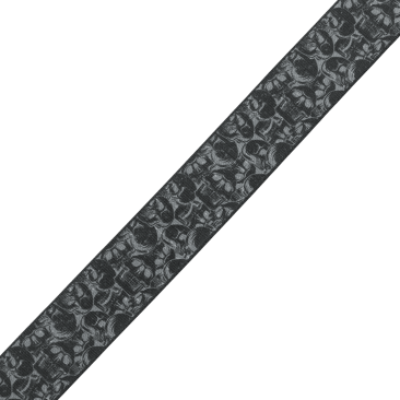 Polyester Guitar Strap - Black & Grey Skulls