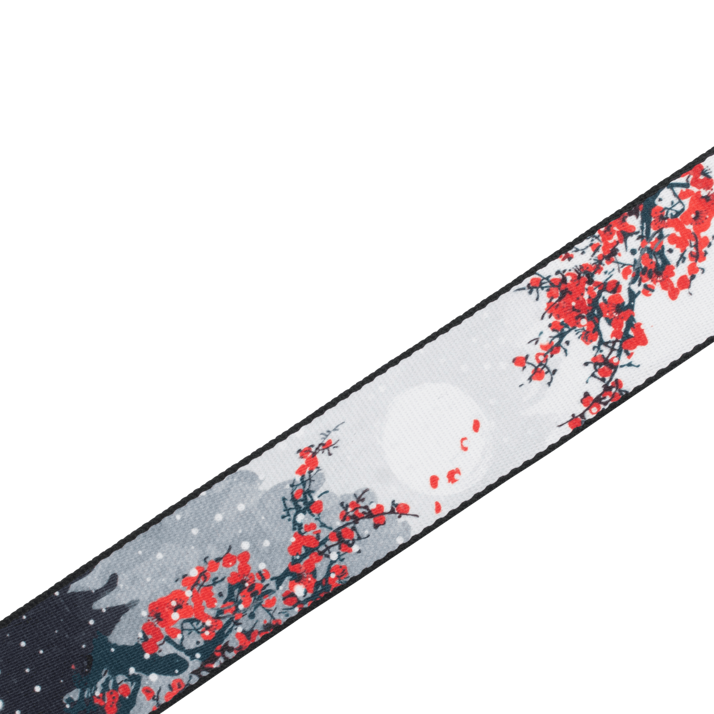 2-Inch Wide Polyester Guitar Strap with Cherry Blossoms & Snow Motif
