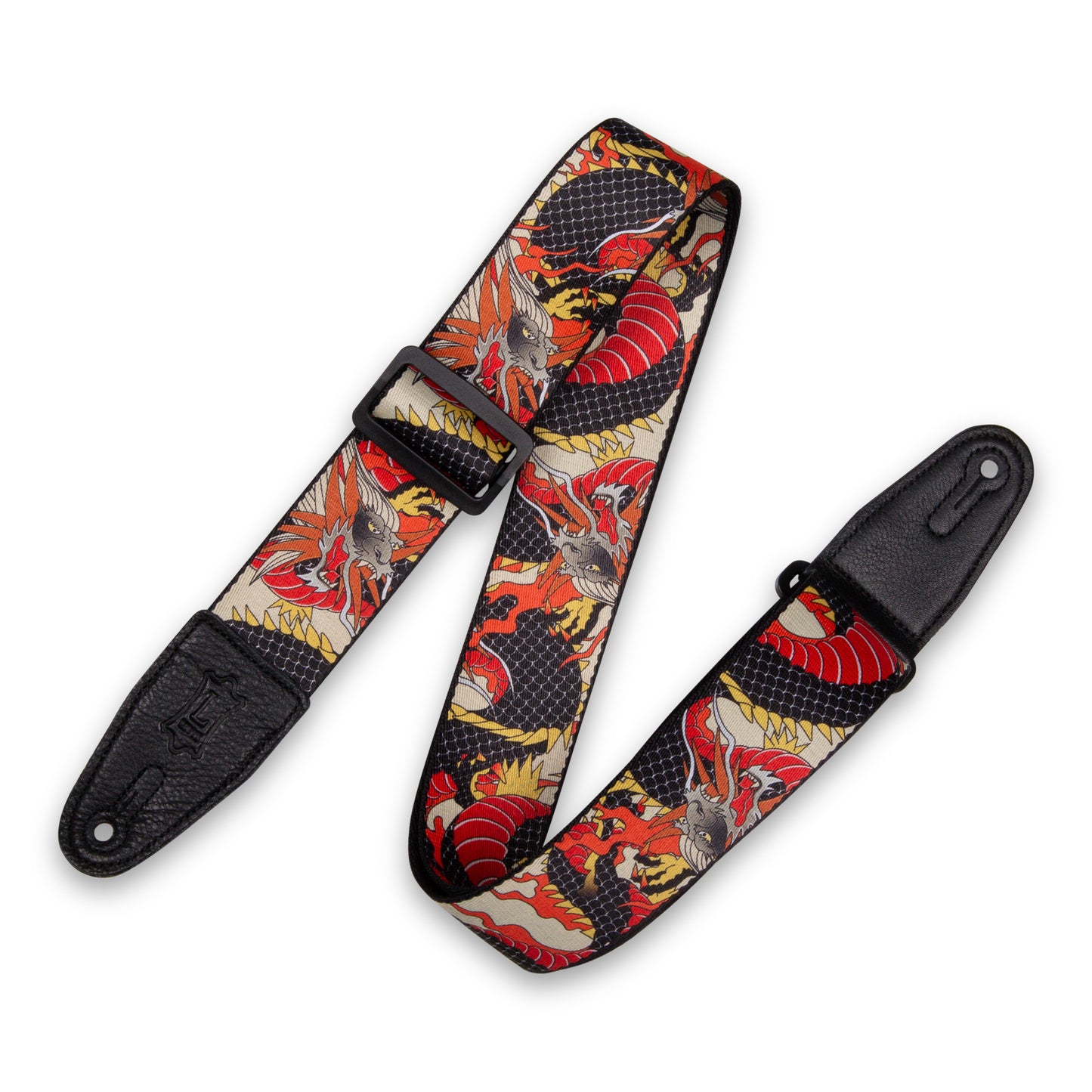 2”-Wide Polyester Guitar Strap with Japanese Traditional Dragon Motif