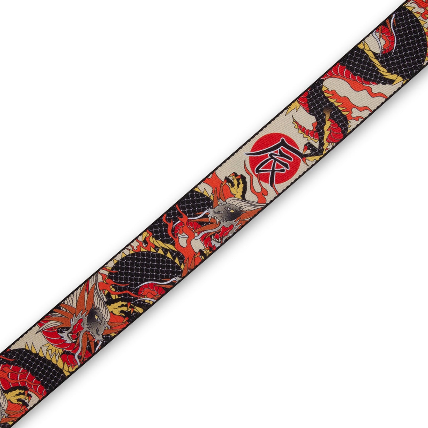 2”-Wide Polyester Guitar Strap with Japanese Traditional Dragon Motif