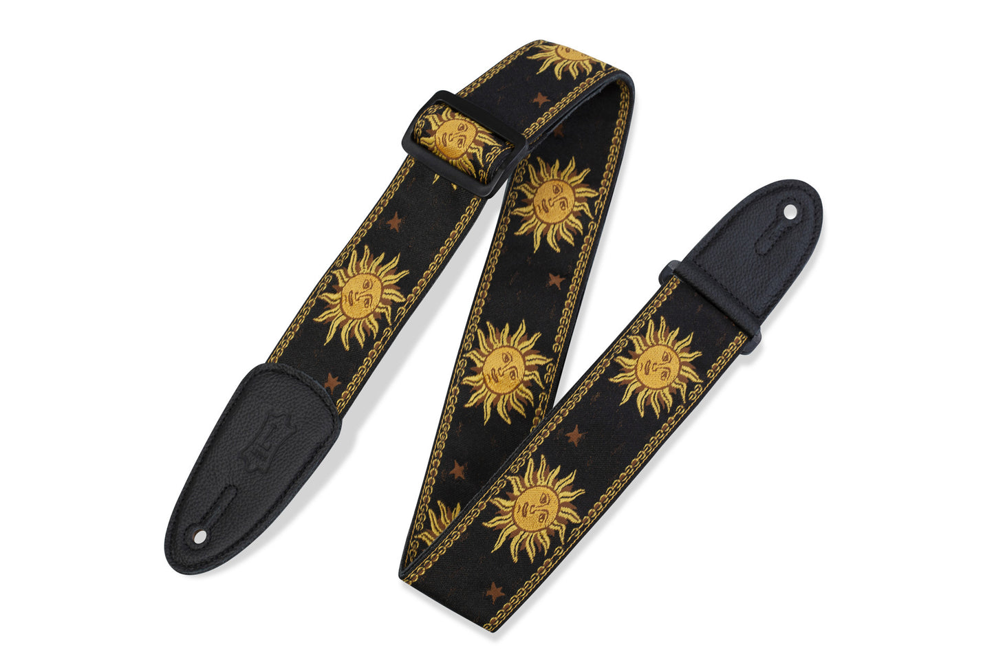 2" Sun Design Jacquard Weave Guitar Strap With Garment Leather Backing, Genuine ...
