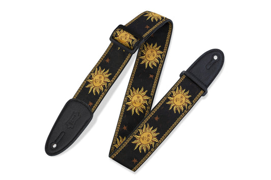 2" Sun Design Jacquard Weave Guitar Strap With Garment Leather Backing, Genuine ...