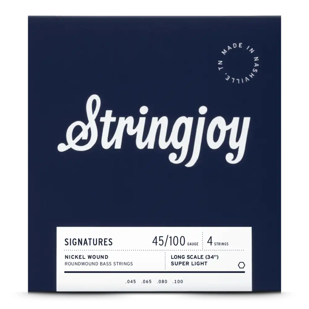 Stringjoy 45-100 Long Scale 4 String Super Light Gauge Signatures - Nickel Wound Bass Guitar Strings