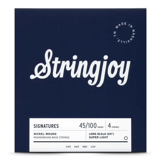 Stringjoy 45-100 Long Scale 4 String Super Light Gauge Signatures - Nickel Wound Bass Guitar Strings