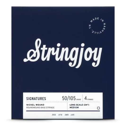 Stringjoy Medium Gauge (50-105) 4 String Long Scale Nickel Wound Bass Guitar Strings