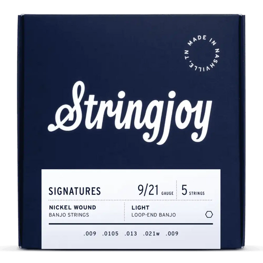 Stringjoy 9-21 Light Gauge Signatures - 5 String Nickel Wound Banjo Strings