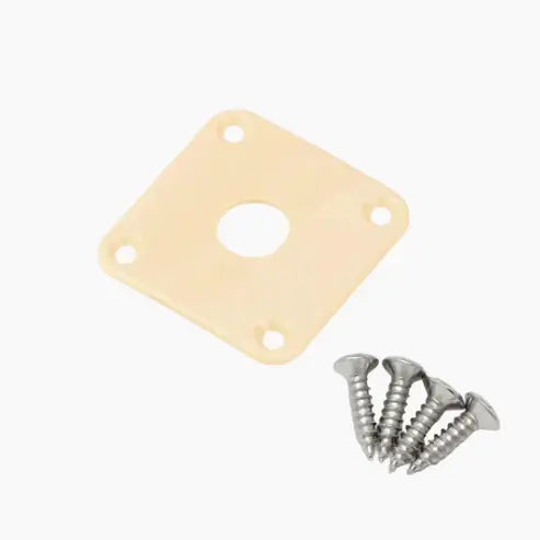 Square Jackplate for Les Paul Nickel - Cream (plastic)