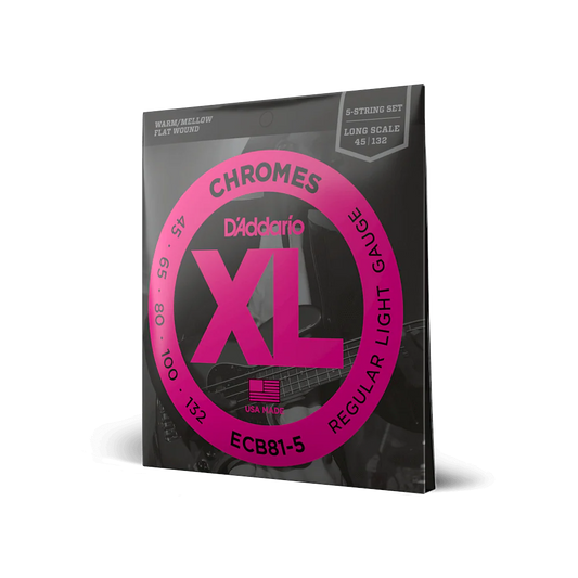 D'Addario ECB81-5 5-String Bass Guitar Strings, Light, 45-132, Long Scale