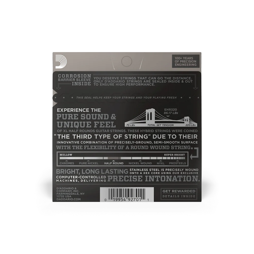 D'Addario EHR320 09-42 Super Light, XL Half Rounds Electric Guitar Strings