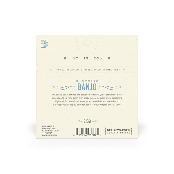 D'Addario EJ60 5-String Banjo Strings, Nickel, Light, 9-20