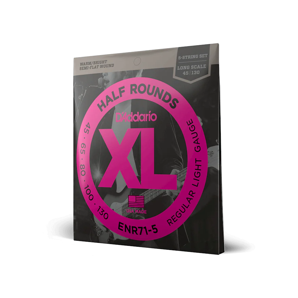 D'Addario ENR71-5 Half Round 5-String Bass Guitar Strings, Regular Light, 45-130...