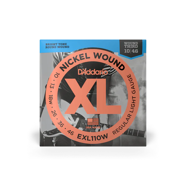 D'Addario EXL110W Nickel Wound Electric Guitar Strings, Regular Light, Wound 3rd...
