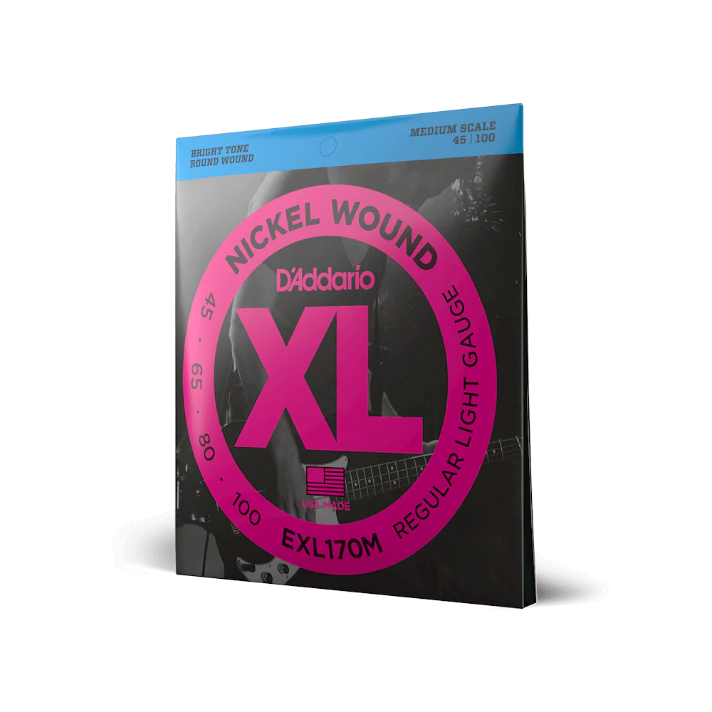D'Addario EXL170M Nickel Wound Bass Guitar Strings, Light, 45-100, Medium Scale