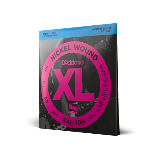 D'Addario EXL170M Nickel Wound Bass Guitar Strings, Light, 45-100, Medium Scale