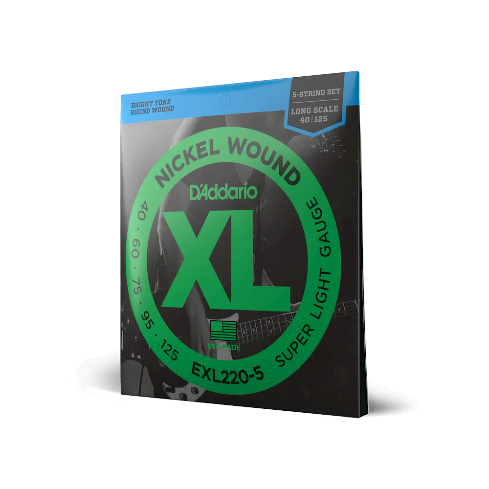 D'Addario EXL220-5 5-String Nickel Wound Bass Guitar Strings, Super Light, 40-12...
