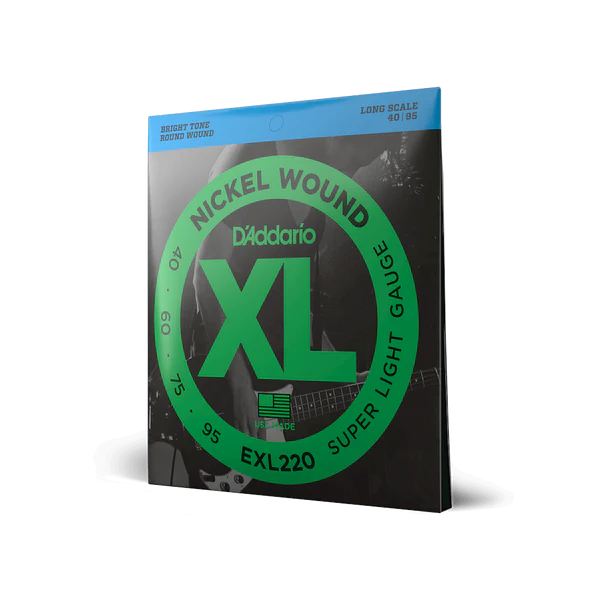 D'Addario EXL220 Nickel Wound Bass Guitar Strings, Super Light, 40-95, Long Scal...