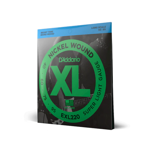 D'Addario EXL220 Nickel Wound Bass Guitar Strings, Super Light, 40-95, Long Scal...