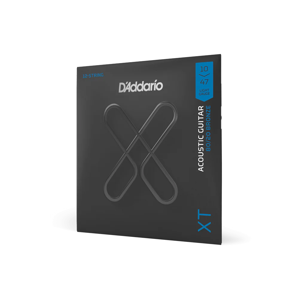 D'Addario XTABR1047-12 XT 80/20 Bronze Acoustic Guitar Strings, 12-String Light, 10-47