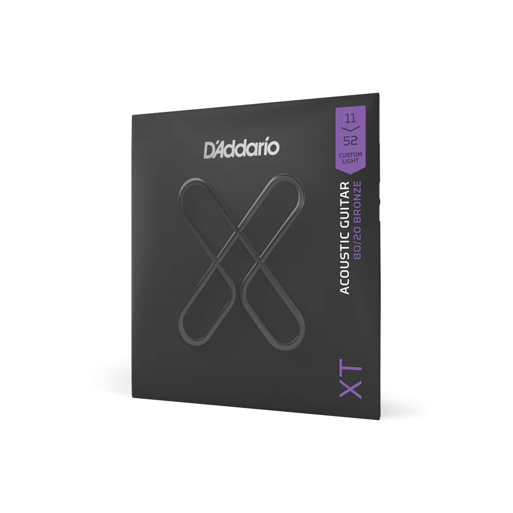 D'Addario XTABR1152 XT 80/20 Bronze Acoustic Guitar Strings, Custom Light, 11-52