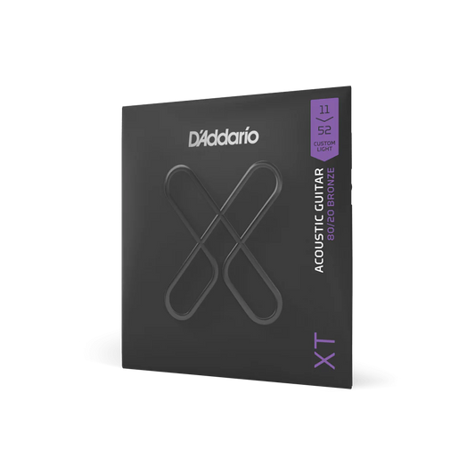 D'Addario XTABR1152 XT 80/20 Bronze Acoustic Guitar Strings, Custom Light, 11-52