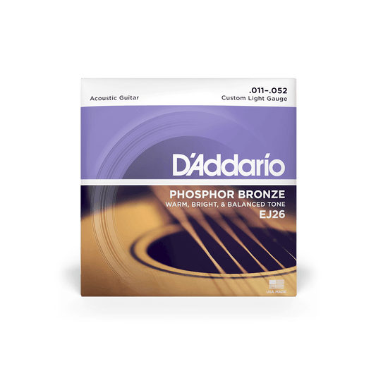 D'Addario EJ16 Phosphor Bronze Acoustic Guitar Strings 11-52 Custom Light 3 Pack