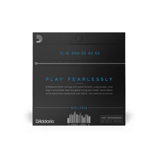 D'Addario NYXL1252W Nickel Wound Electric Guitar Strings, Light Wound 3rd, 12-52