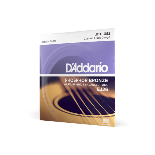 D'Addario EJ26 Phosphor Bronze Acoustic Guitar Strings, Custom Light, 11-52