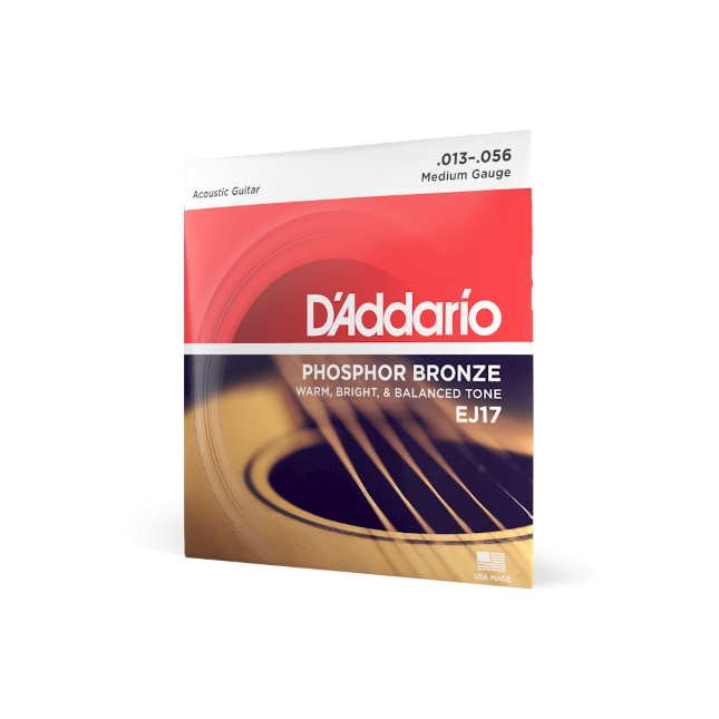 D'Addario EJ17 Phosphor Bronze Acoustic Guitar Strings, Medium, 13-56