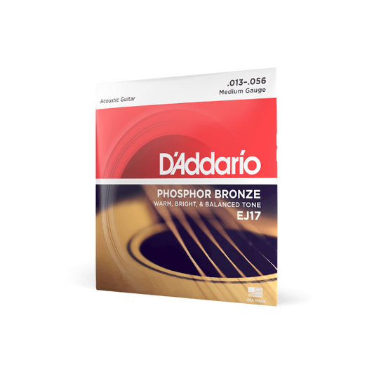 D'Addario EJ17 Phosphor Bronze Acoustic Guitar Strings, Medium, 13-56
