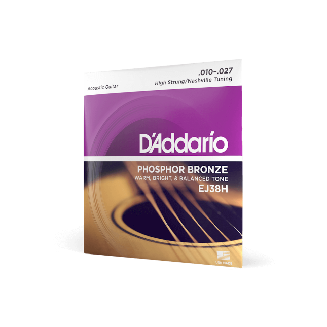 D'Addario EJ38H Phosphor Bronze Acoustic Guitar Strings, High Strung/Nashville T...