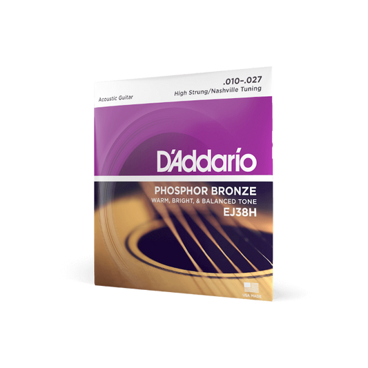 D'Addario EJ38H Phosphor Bronze Acoustic Guitar Strings, High Strung/Nashville T...