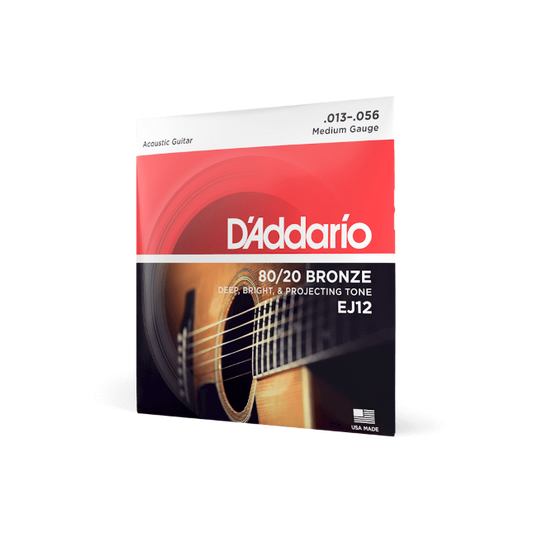D'Addario EJ12 80/12 Bronze Acoustic Guitar Strings, Medium, 13-56