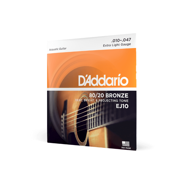 D'Addario EJ10 Bronze Acoustic Guitar Strings, Extra Light, 10-47