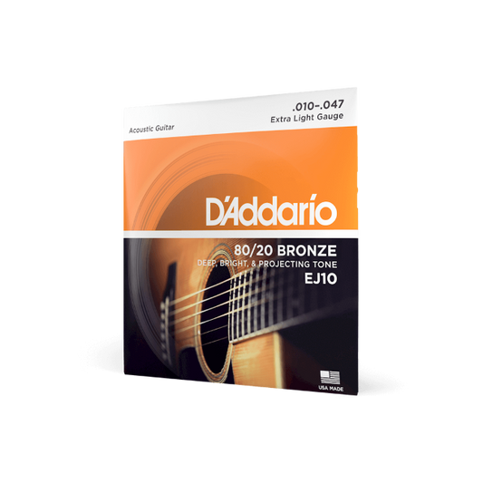D'Addario EJ10 Bronze Acoustic Guitar Strings, Extra Light, 10-47