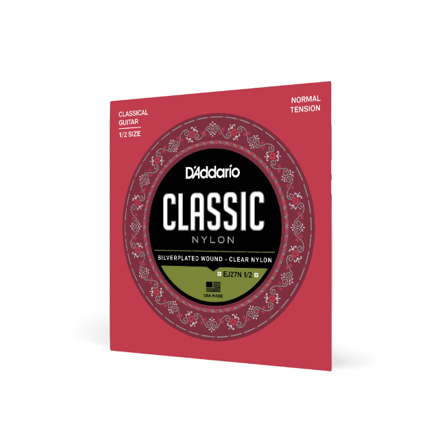 D'Addario EJ27N 1/2 Student Nylon Fractional Classical Guitar Strings, Normal Te...