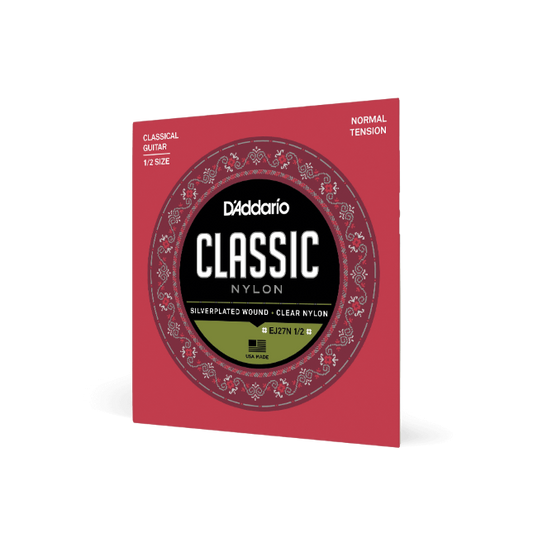 D'Addario EJ27N 1/2 Student Nylon Fractional Classical Guitar Strings, Normal Te...