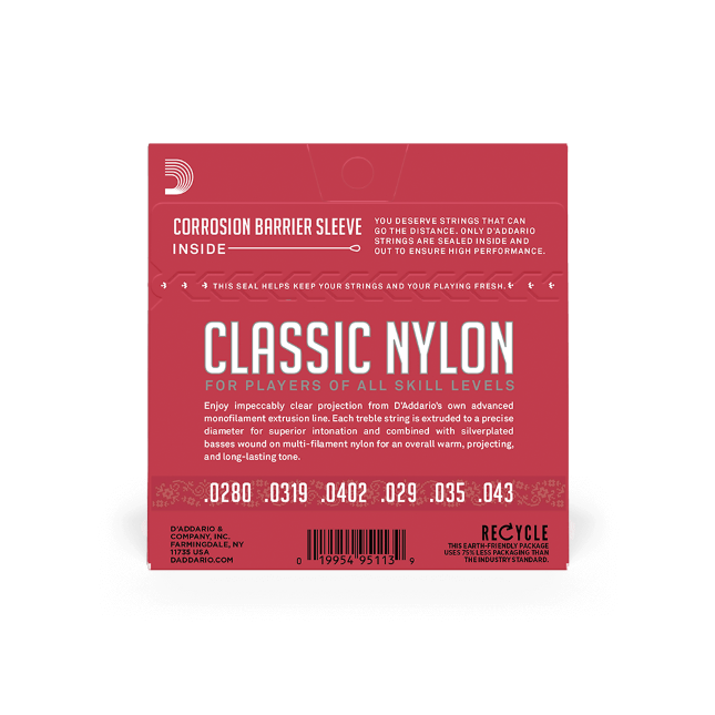 D'Addario EJ27N Student Nylon Classical Guitar Strings, Normal Tension